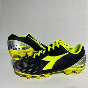 Diadora Youth Soccer Cleats Black Lime Yellow Silver Size 6
